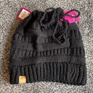 Messy bun beanie